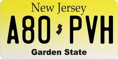 NJ license plate A80PVH