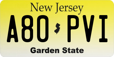 NJ license plate A80PVI