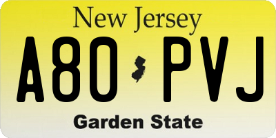 NJ license plate A80PVJ