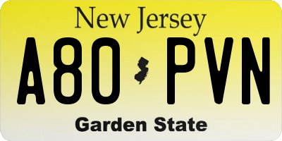 NJ license plate A80PVN