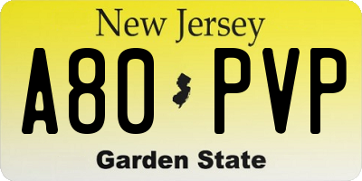 NJ license plate A80PVP