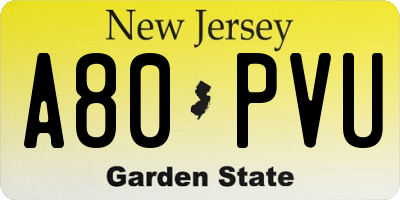 NJ license plate A80PVU
