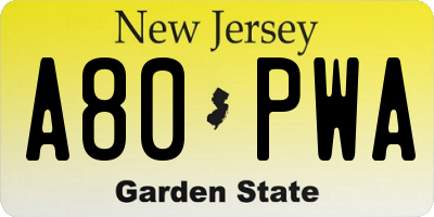 NJ license plate A80PWA
