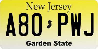 NJ license plate A80PWJ