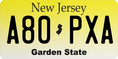 NJ license plate A80PXA