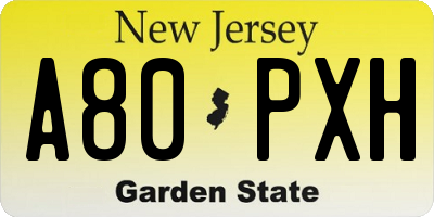 NJ license plate A80PXH