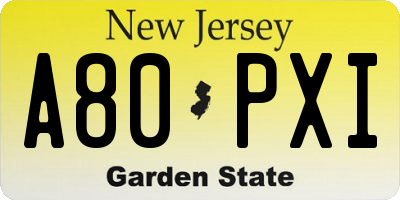 NJ license plate A80PXI