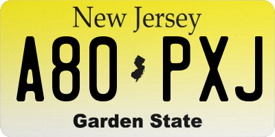 NJ license plate A80PXJ