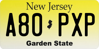 NJ license plate A80PXP