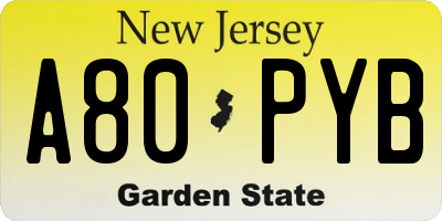 NJ license plate A80PYB