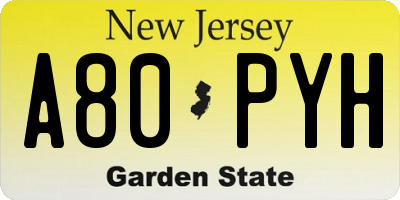 NJ license plate A80PYH