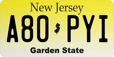 NJ license plate A80PYI