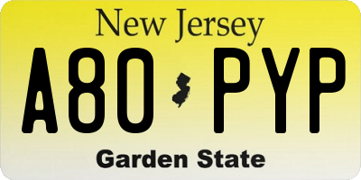 NJ license plate A80PYP