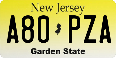 NJ license plate A80PZA