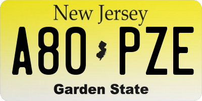 NJ license plate A80PZE