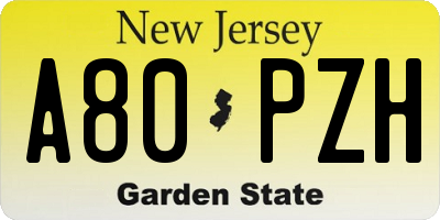 NJ license plate A80PZH