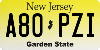 NJ license plate A80PZI