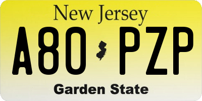 NJ license plate A80PZP