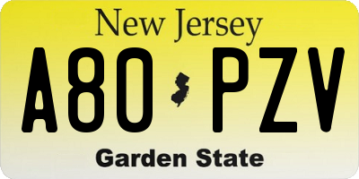NJ license plate A80PZV