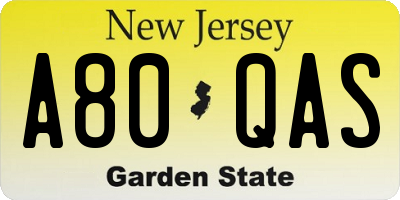 NJ license plate A80QAS