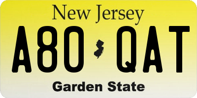 NJ license plate A80QAT