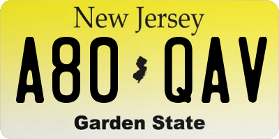 NJ license plate A80QAV