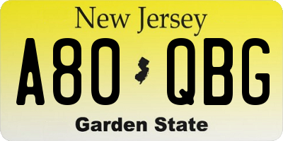 NJ license plate A80QBG