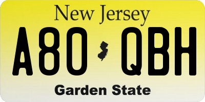 NJ license plate A80QBH