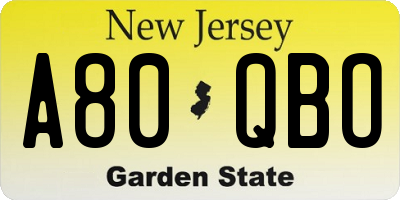 NJ license plate A80QBO