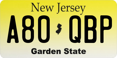 NJ license plate A80QBP