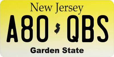 NJ license plate A80QBS
