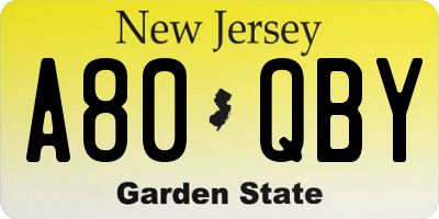 NJ license plate A80QBY