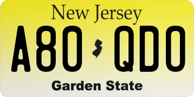 NJ license plate A80QDO