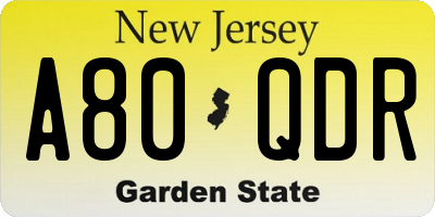 NJ license plate A80QDR