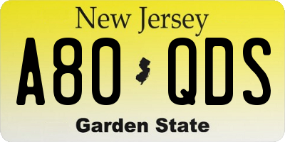 NJ license plate A80QDS