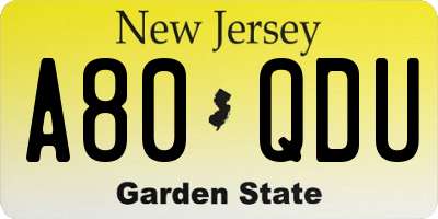 NJ license plate A80QDU