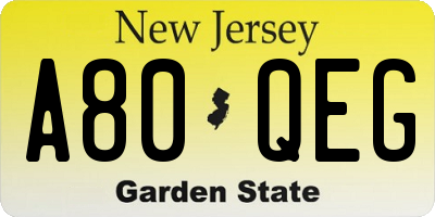 NJ license plate A80QEG