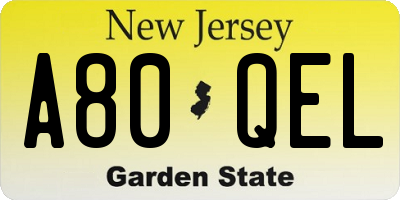 NJ license plate A80QEL