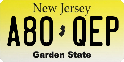 NJ license plate A80QEP