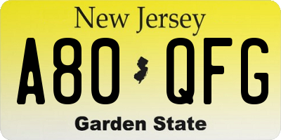 NJ license plate A80QFG