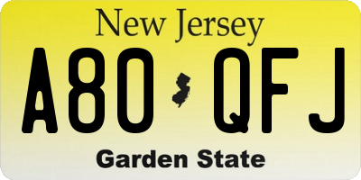 NJ license plate A80QFJ