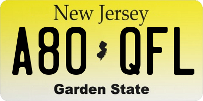 NJ license plate A80QFL