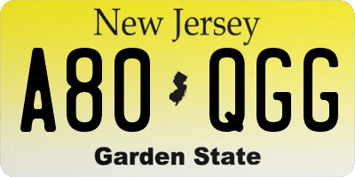 NJ license plate A80QGG