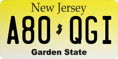 NJ license plate A80QGI