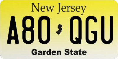 NJ license plate A80QGU