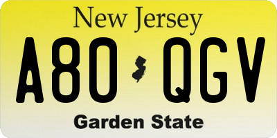 NJ license plate A80QGV