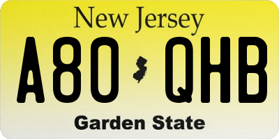 NJ license plate A80QHB