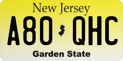 NJ license plate A80QHC