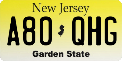 NJ license plate A80QHG