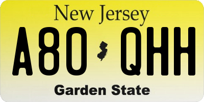 NJ license plate A80QHH